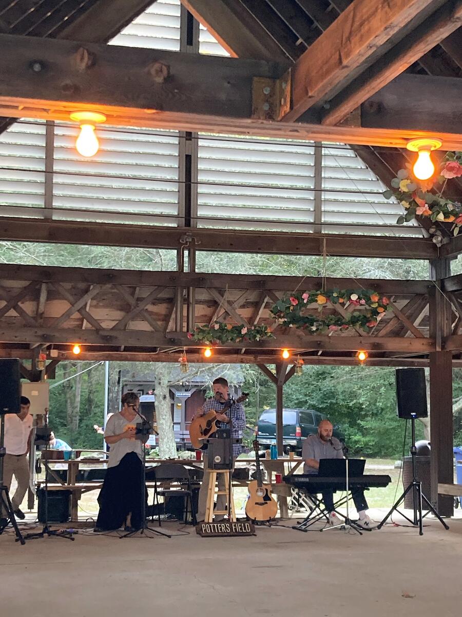 Band Trio Entertains Guest at 2022 Pavilion Wedding